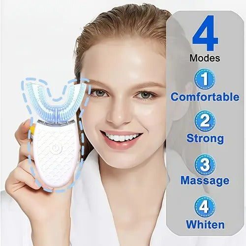 Personne utilisant la brosse UBrosse 360 pour un sourire éclatant et sain
